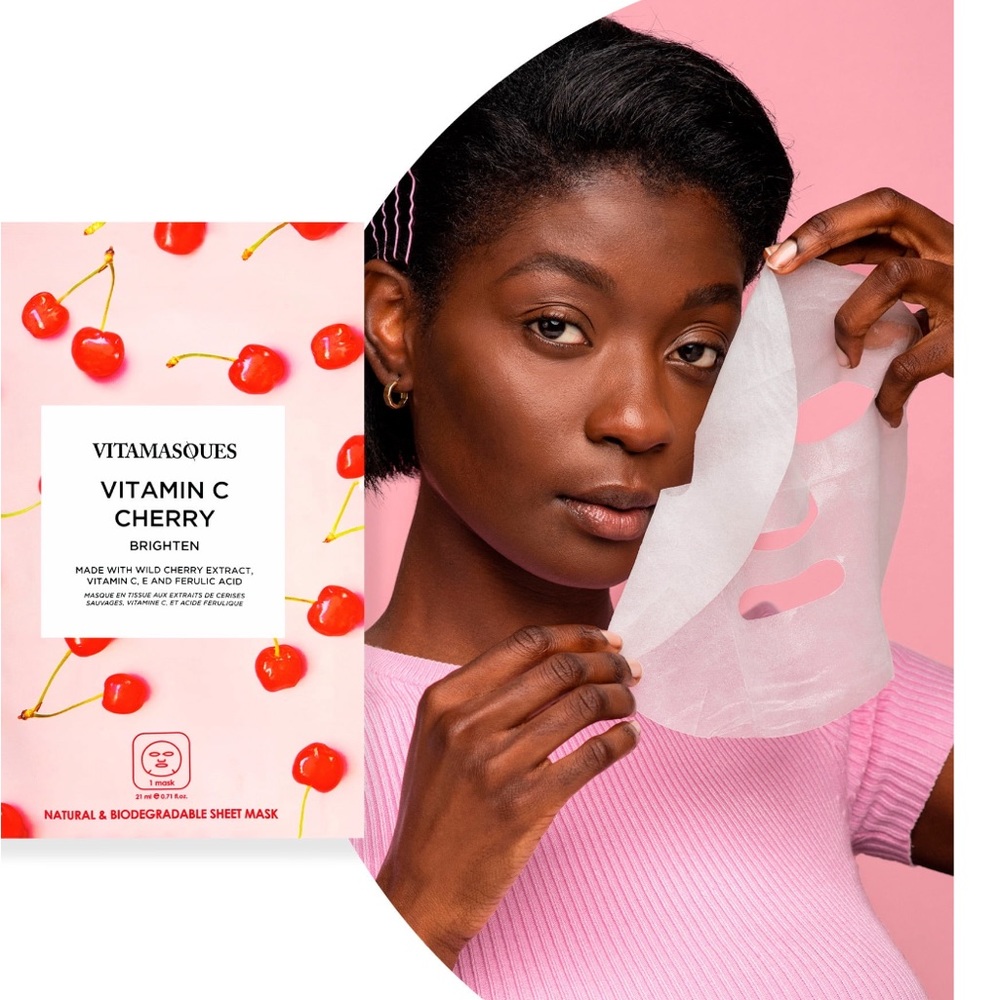 Biodegradable Vitamin C & Cherry Mask, Brighten